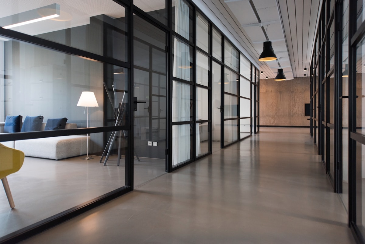A private law office prepared for a confidential client meeting.